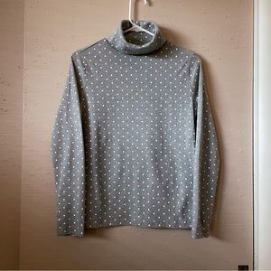 Liz Claiborne Gray Turtleneck with White Polkadots